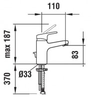 Laufen CITYPRO baterie umyvadlová, výtok 110 mm, bez automatické výpusti, chrom   H3119510041101